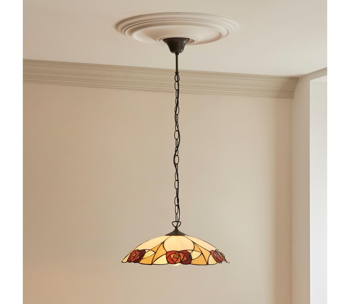 Endon 112197 - Lustr na řetězu Tiffany INGRAM 1xE27/60W/230V pr. 45 cm 112197