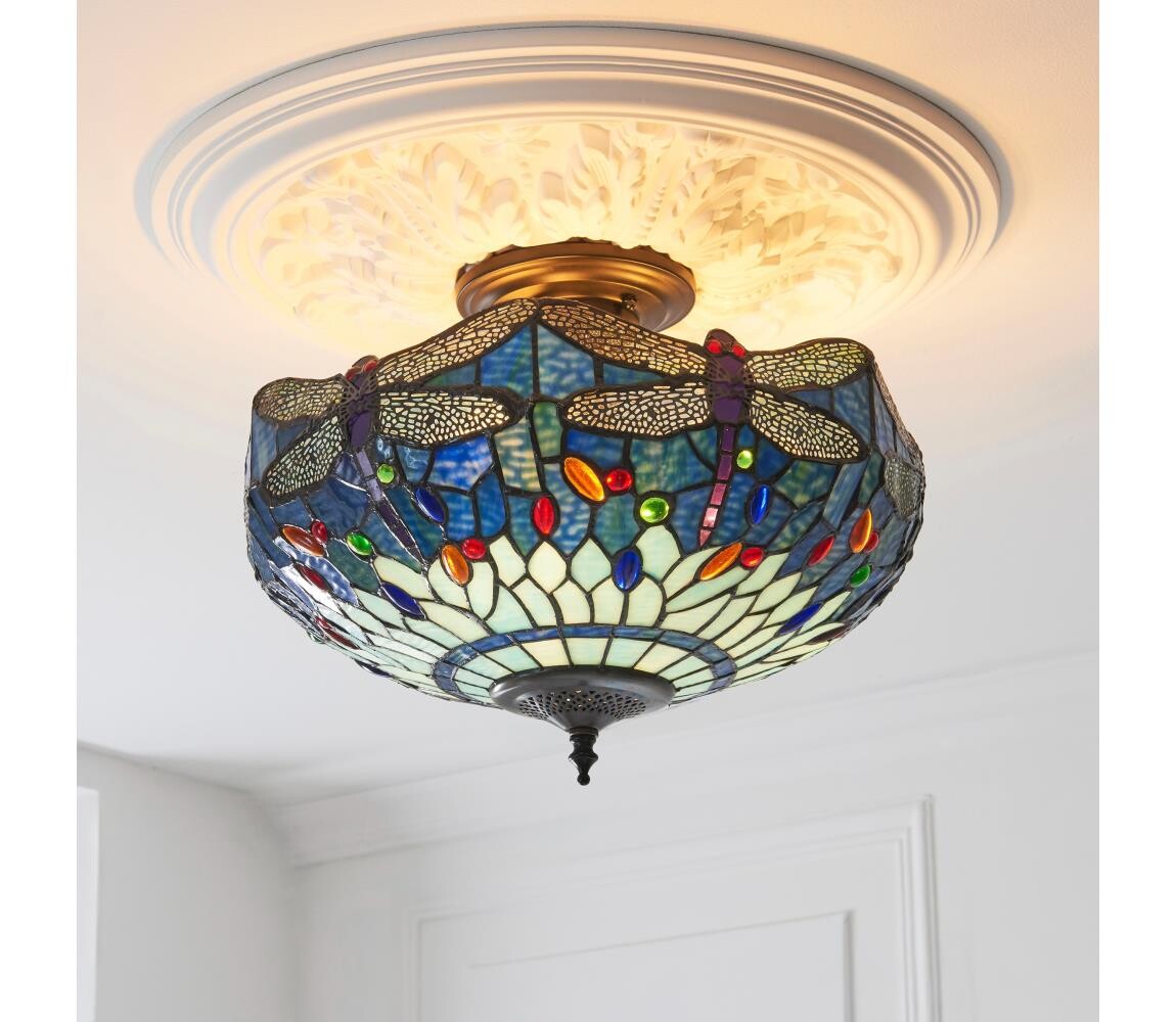 Endon 111897 - Přisazený lustr Tiffany DRAGONFLY 3xE27/10W/230V pr. 41 cm 111897
