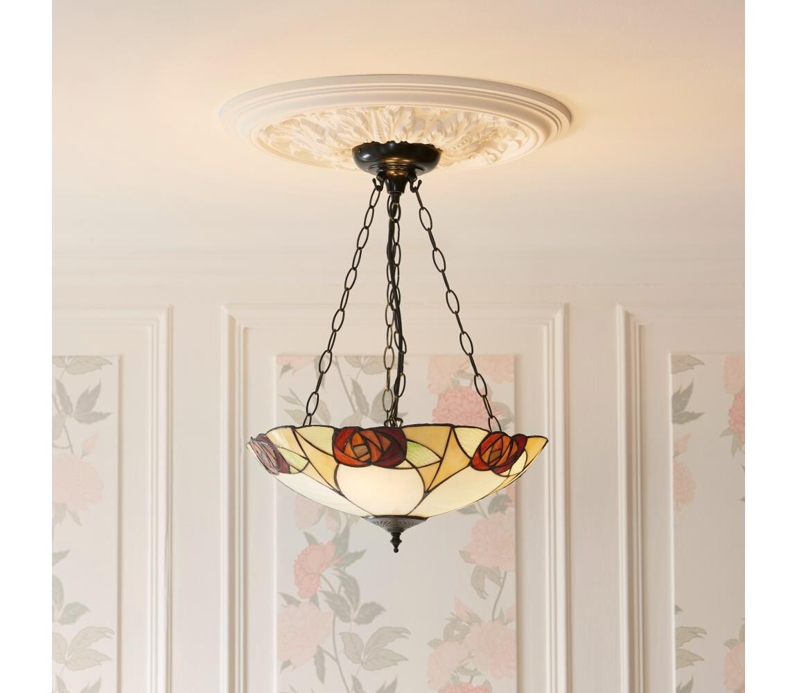Endon 111879 - Lustr na řetězu Tiffany INGRAM 3xE27/10W/230V pr. 45 cm 111879