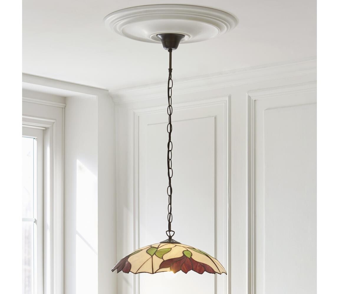 Endon 112246 - Lustr na řetězu Tiffany BOTANICA 1xE27/60W/230V pr. 45 cm 112246