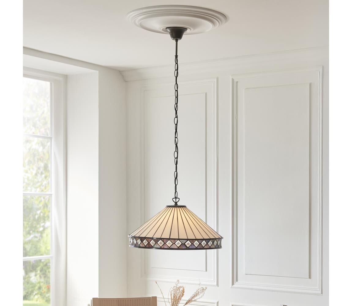 Endon 111961 - Lustr na řetězu Tiffany FARGO 3xE27/10W/230V pr. 50 cm 111961