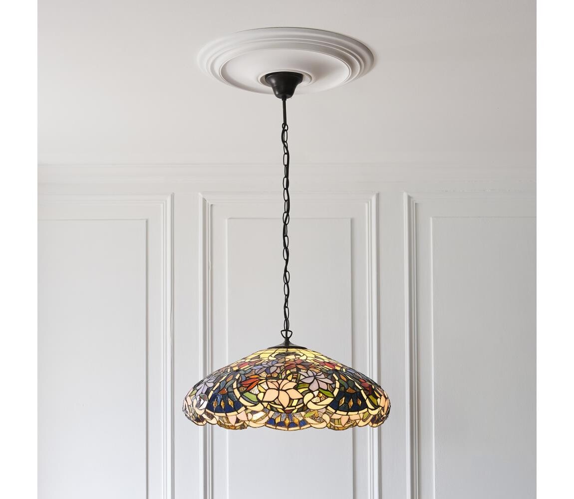 Endon 112193 - Lustr na řetězu Tiffany SULLIVAN 3xE27/60W/230V pr. 57 cm 112193