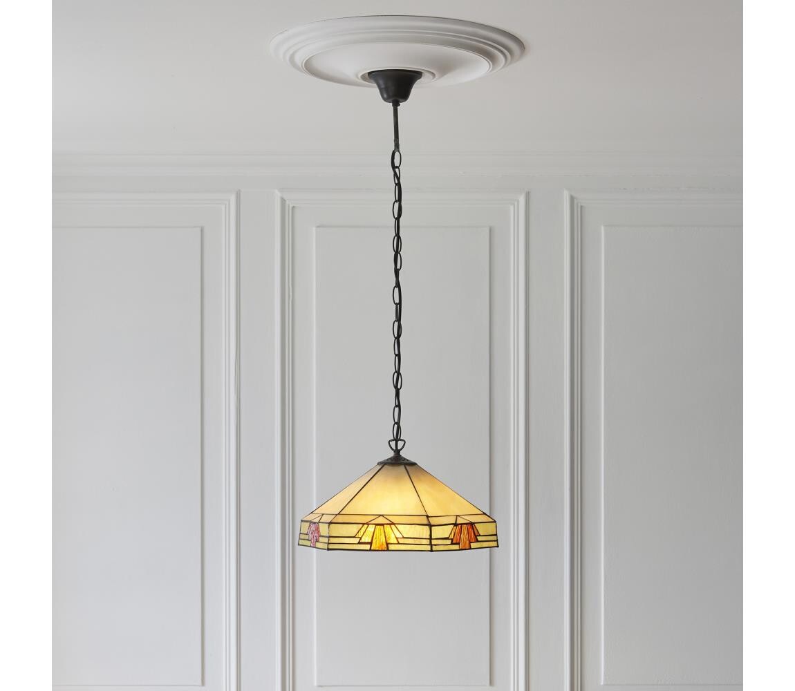 Endon 111989 - Lustr na řetězu Tiffany NEVADA 3xE27/10W/230V pr. 40 cm 111989