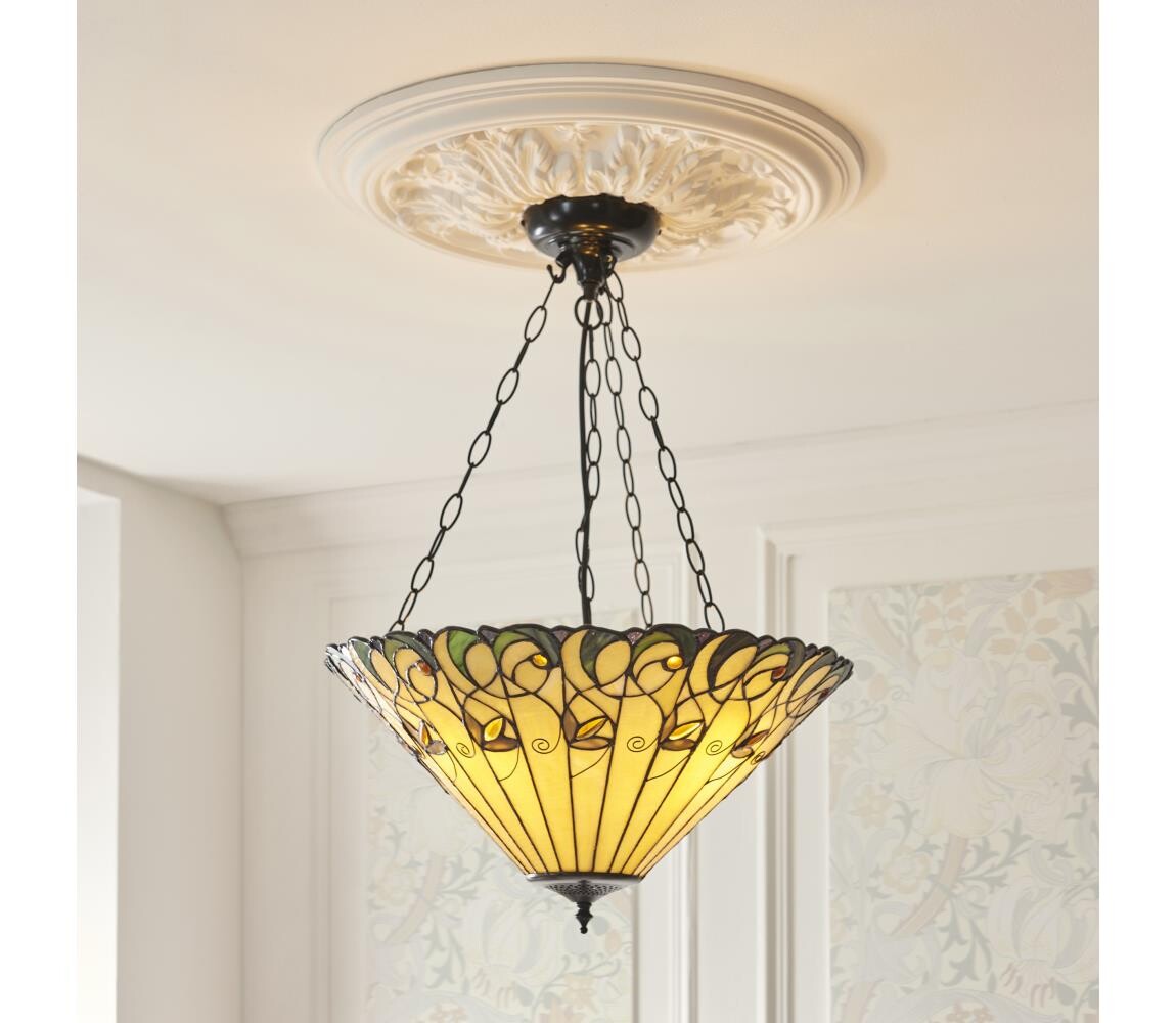 Endon 111881 - Lustr na řetězu Tiffany JAMELIA 3xE27/10W/230V pr. 50 cm 111881