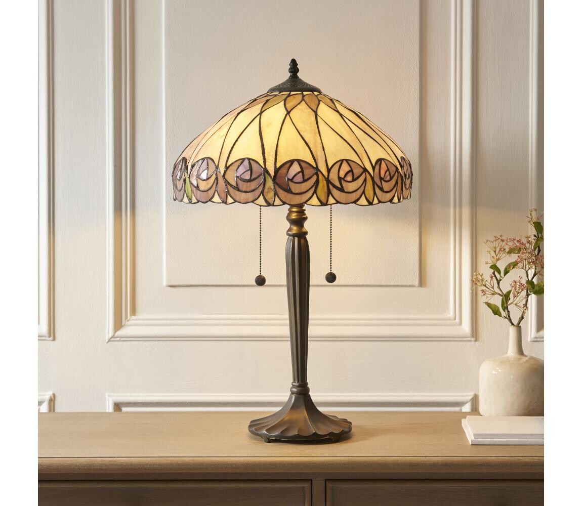 Endon 112184 - Stolní lampa Tiffany HUTCHINSON 2xE27/10W/230V pr. 40 cm 112184