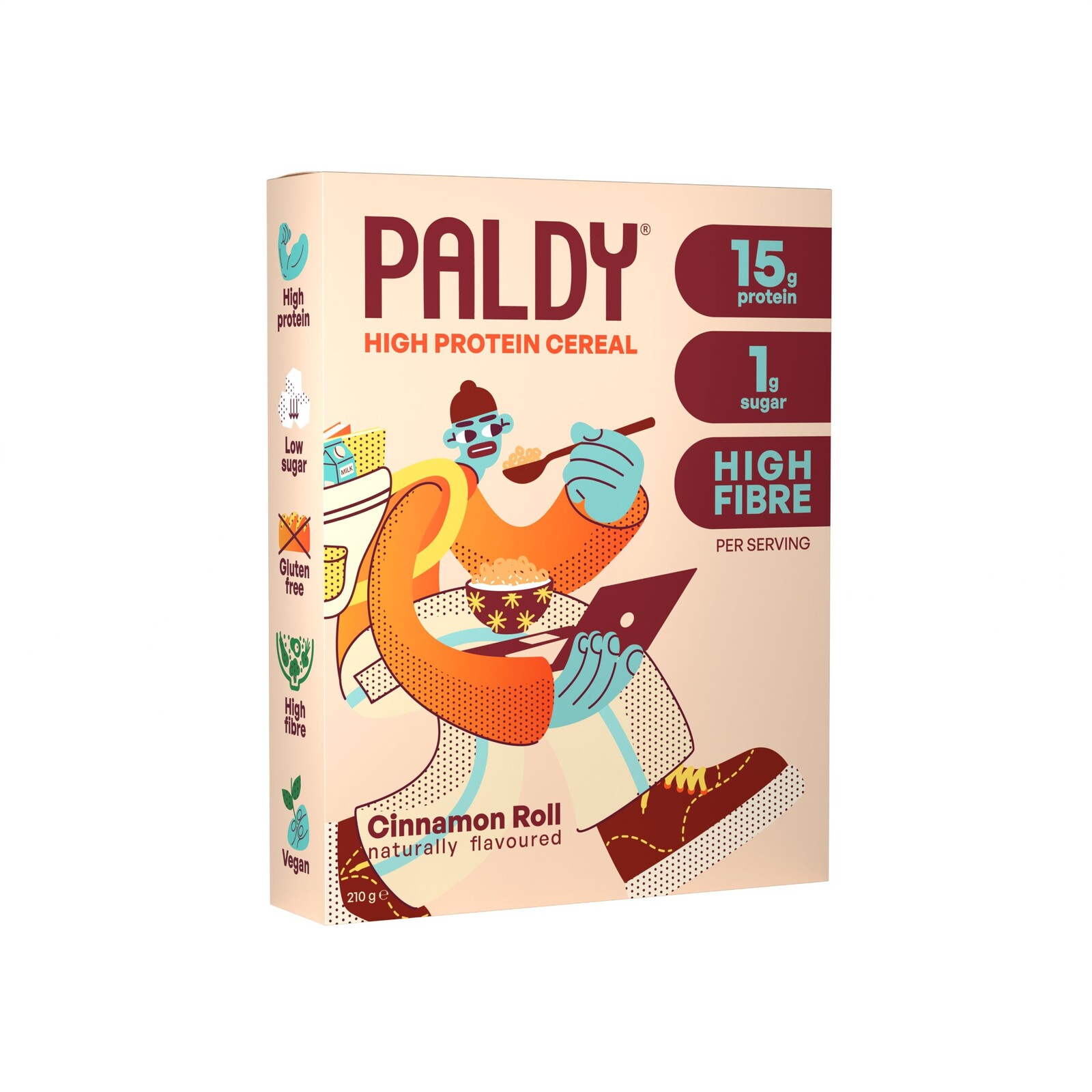 Paldy High Protein Cereals, Cinnamon Roll, 210 g