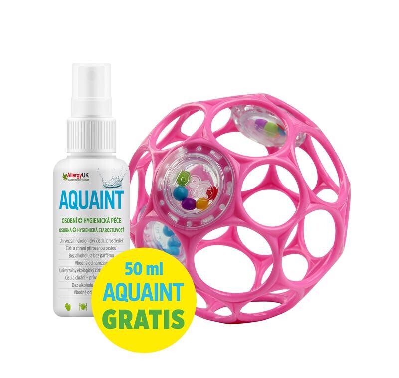 Oball Hračka Oball RATTLE 10 cm 0m+ dark pink + 50 ml Aquaint