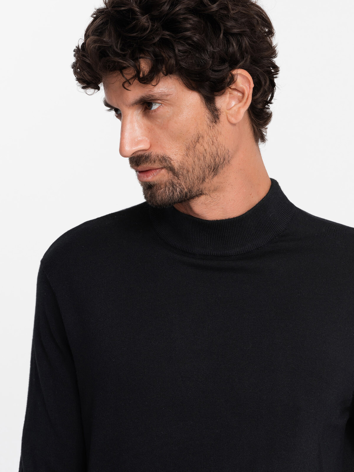 Ombre Men's knitted half-golf with viscose - black