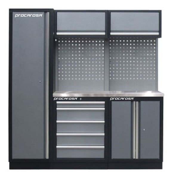 Procarosa® Sestava dílenského nábytku Procarosa PROFI TGBCW-130500 Pracovní deska:: nerezová