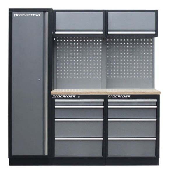 Procarosa® Sestava dílenského nábytku Procarosa PROFI TGBCW-130404 Pracovní deska:: dřevěná