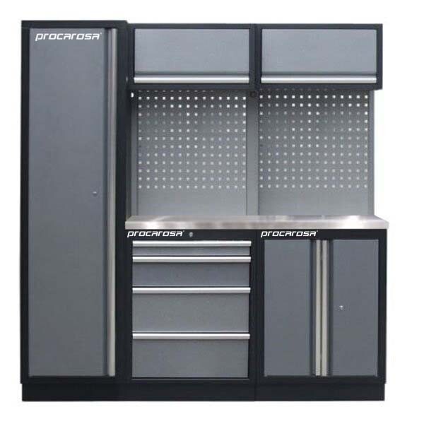 Procarosa® Sestava dílenského nábytku Procarosa PROFI TGBCW-130400 Pracovní deska:: nerezová