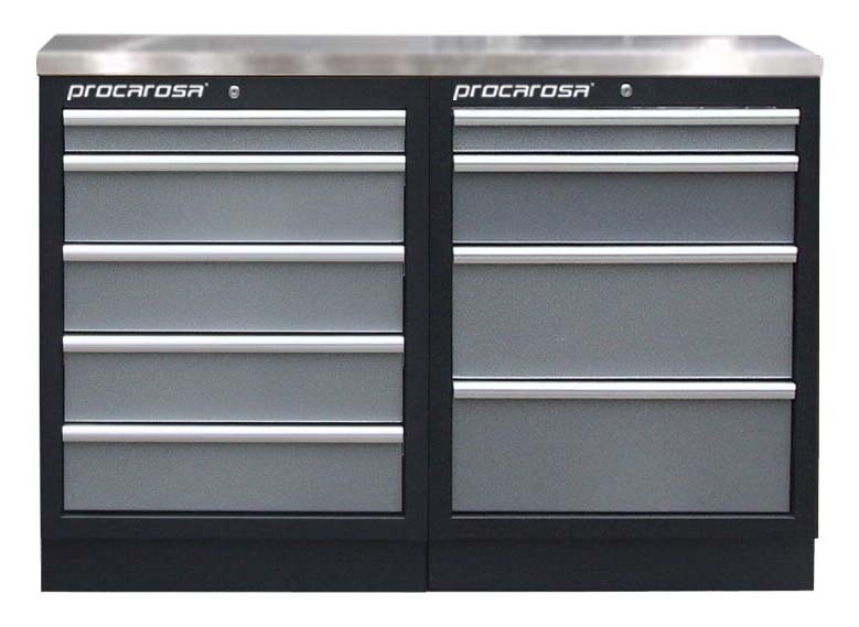 Procarosa® Sestava dílenských skříněk Procarosa PROFI TGC-130504 Pracovní deska:: nerezová