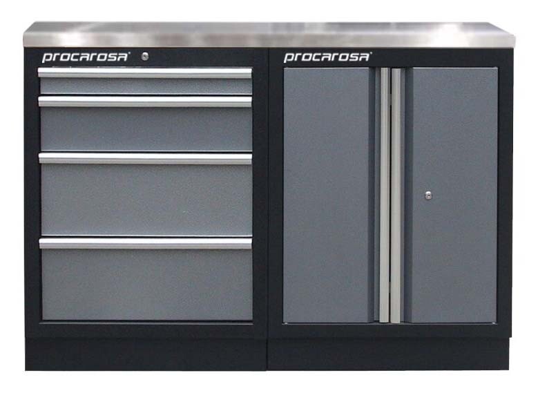 Procarosa® Sestava dílenských skříněk Procarosa PROFI TGC-130400 Pracovní deska:: nerezová