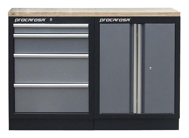 Procarosa® Sestava dílenských skříněk Procarosa PROFI TGC-130400 Pracovní deska:: dřevěná