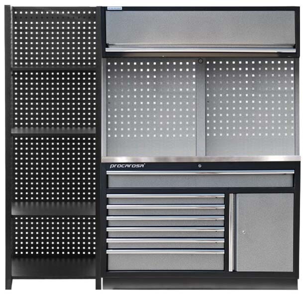 Procarosa® Sestava dílenského nábytku Procarosa PROFI TGC-1371-680 Pracovní deska:: nerezová