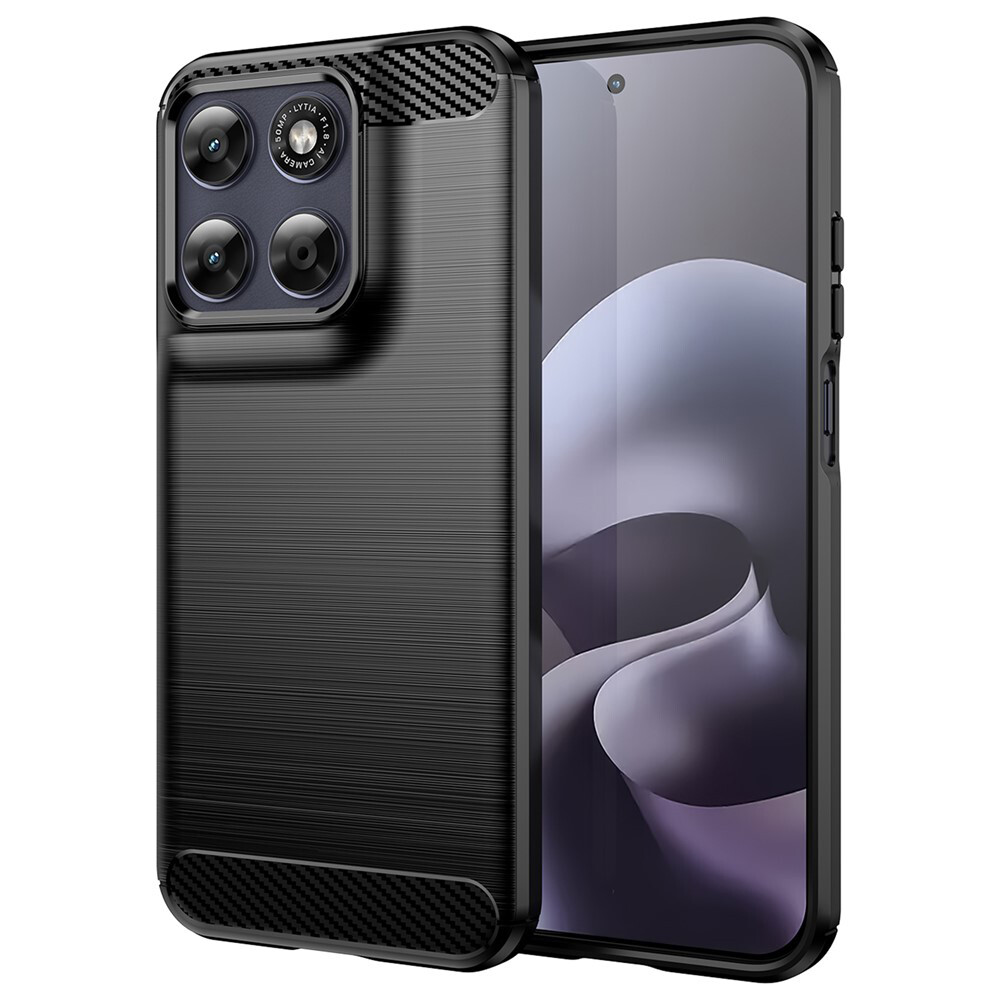 Kryt Techsuit Carbon Silicone pro Motorola Moto G87 G77 G67 černý