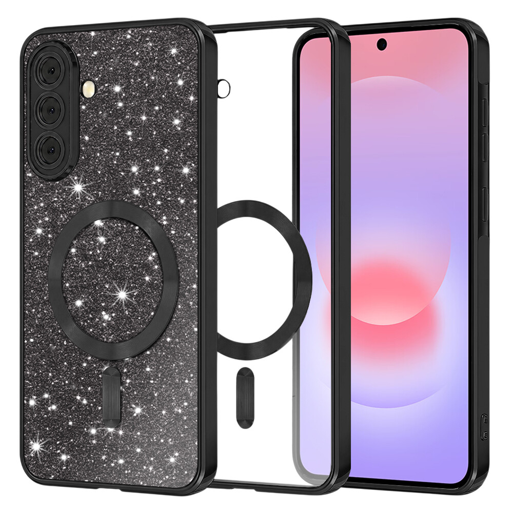 Kryt Techsuit Luxury Glitter MagSafe pro Samsung Galaxy A37 5G černý