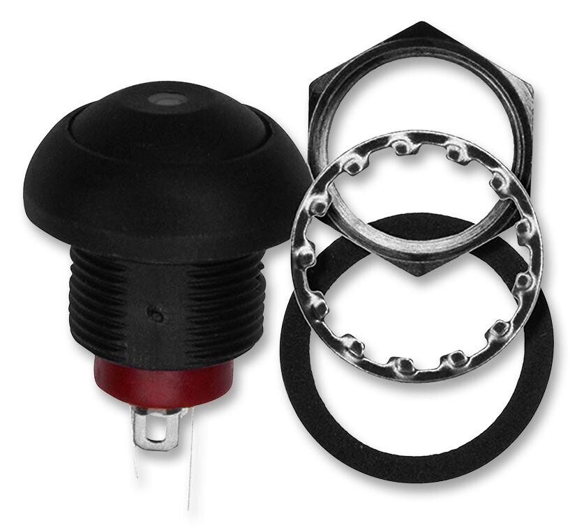 E-Switch Rp8100B2M1Ceblkblkblu. Switch, Pushbutton, Spst, 125Ma, 125Vac, Black