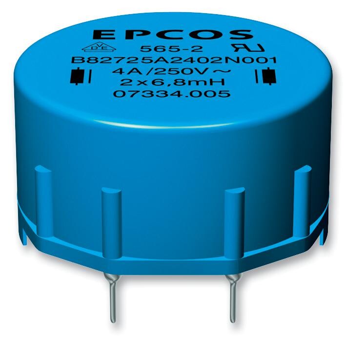 Epcos (Tdk) B82725A2402N001 Choke, Ring Core, Double, 6.8Mh, 4A