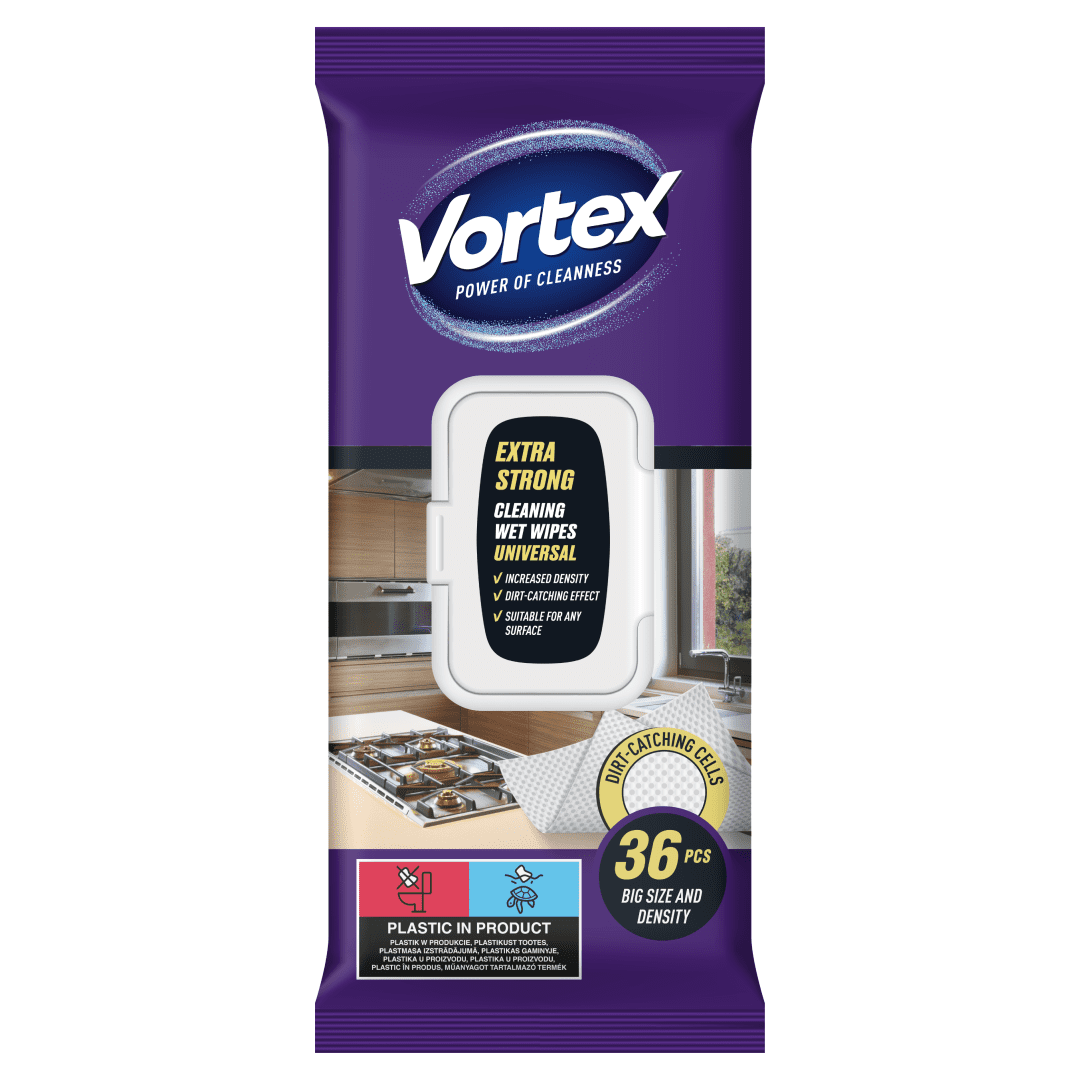 VORTEX Extra Strong Vlhčené čisticí ubrousky na domácnost 36 ks