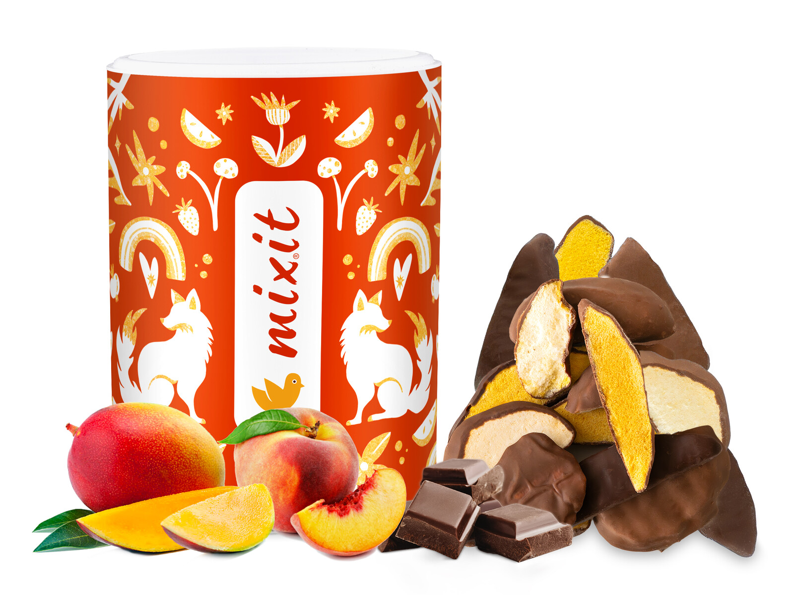 MIXIT Křupavé mango a broskev v čokoládě 200 g