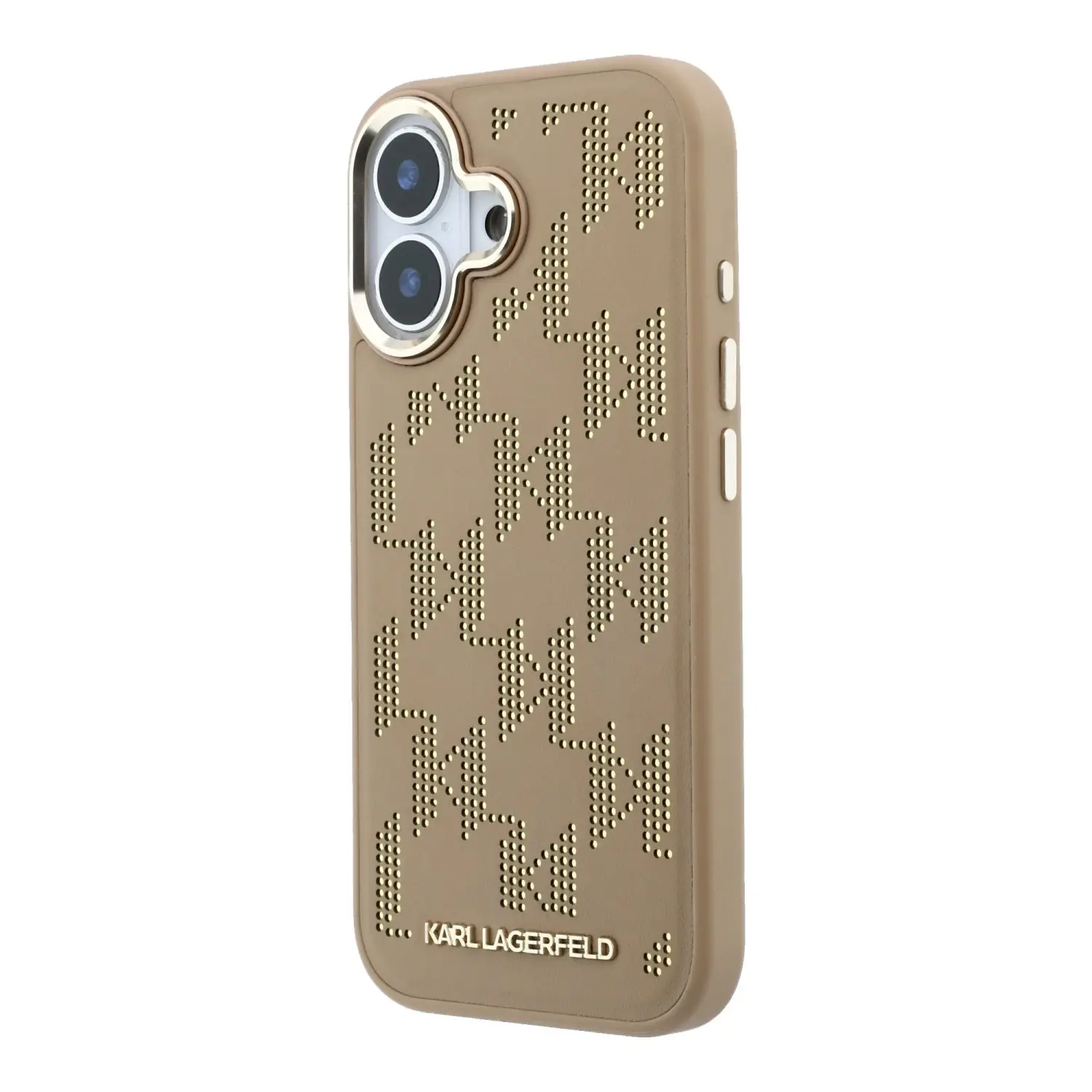 Zadní kryt Karl Lagerfeld PU Perforated Monogram MagSafe pro Apple iPhone 17, béžová