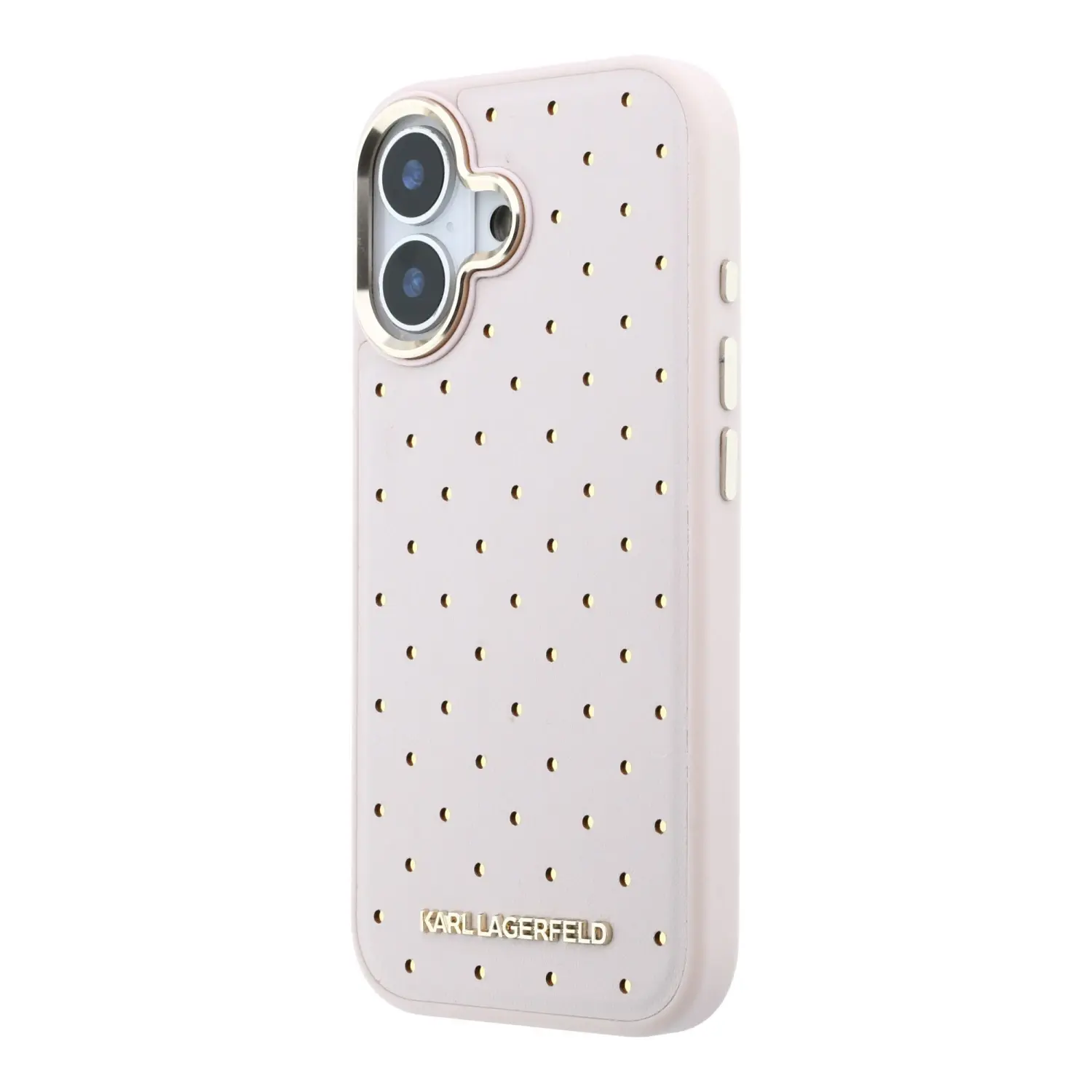Zadní kryt Karl Lagerfeld PU Perforated Gold Dots MagSafe pro Apple iPhone 17, růžová