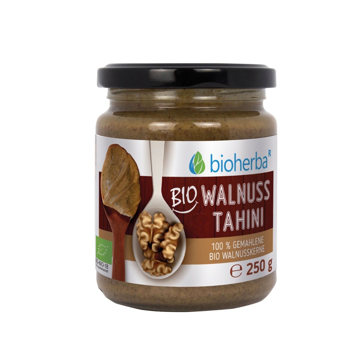 100% bio ořechové tahini z mletých bio vlašských ořechů – 250 g – Bioherba