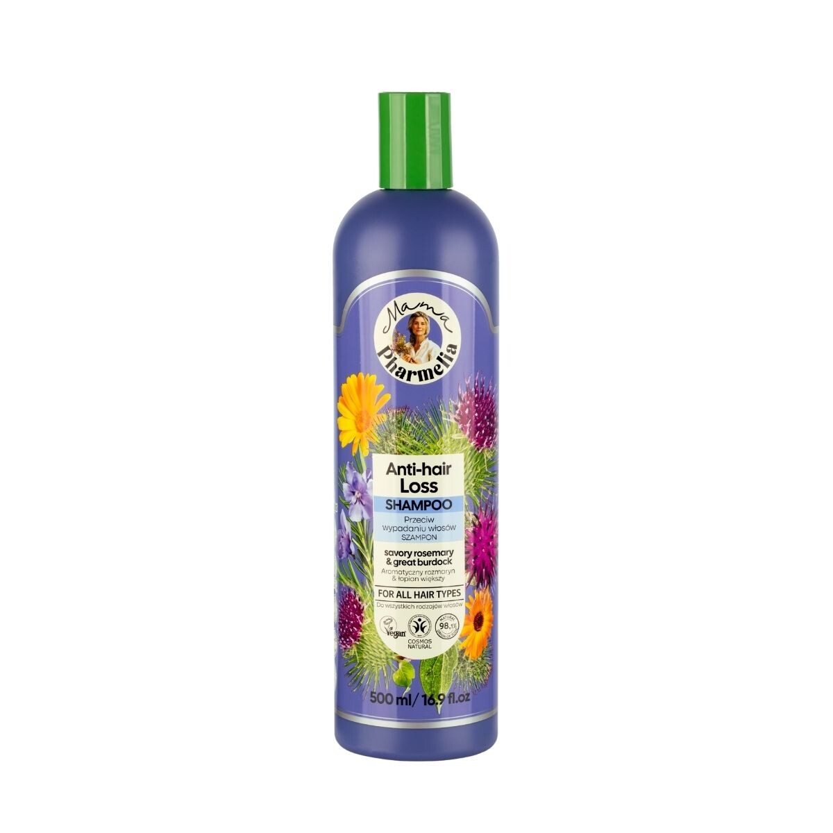 Šampon proti vypadávání vlasů s rozmarýnem a lopuchem - 500 ml - Mama Pharmelia