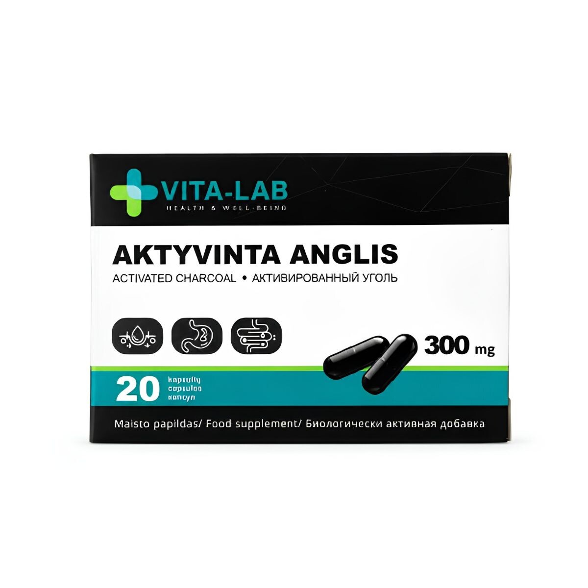 Aktivní uhlí 300 mg – 20 kapslí – VITA-LAB
