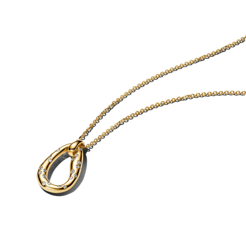 Pandora Pozlacený náhrdelník se zirkony Essence Shine 364666C01-45