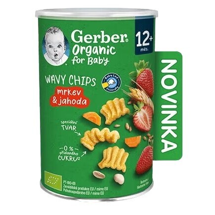 Gerber Wavy chips Mrkev&jahoda BIO 35g 12m+