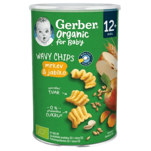 Gerber Wavy chips Mrkev&jablko BIO 35g od ukončeného 12. měsíce