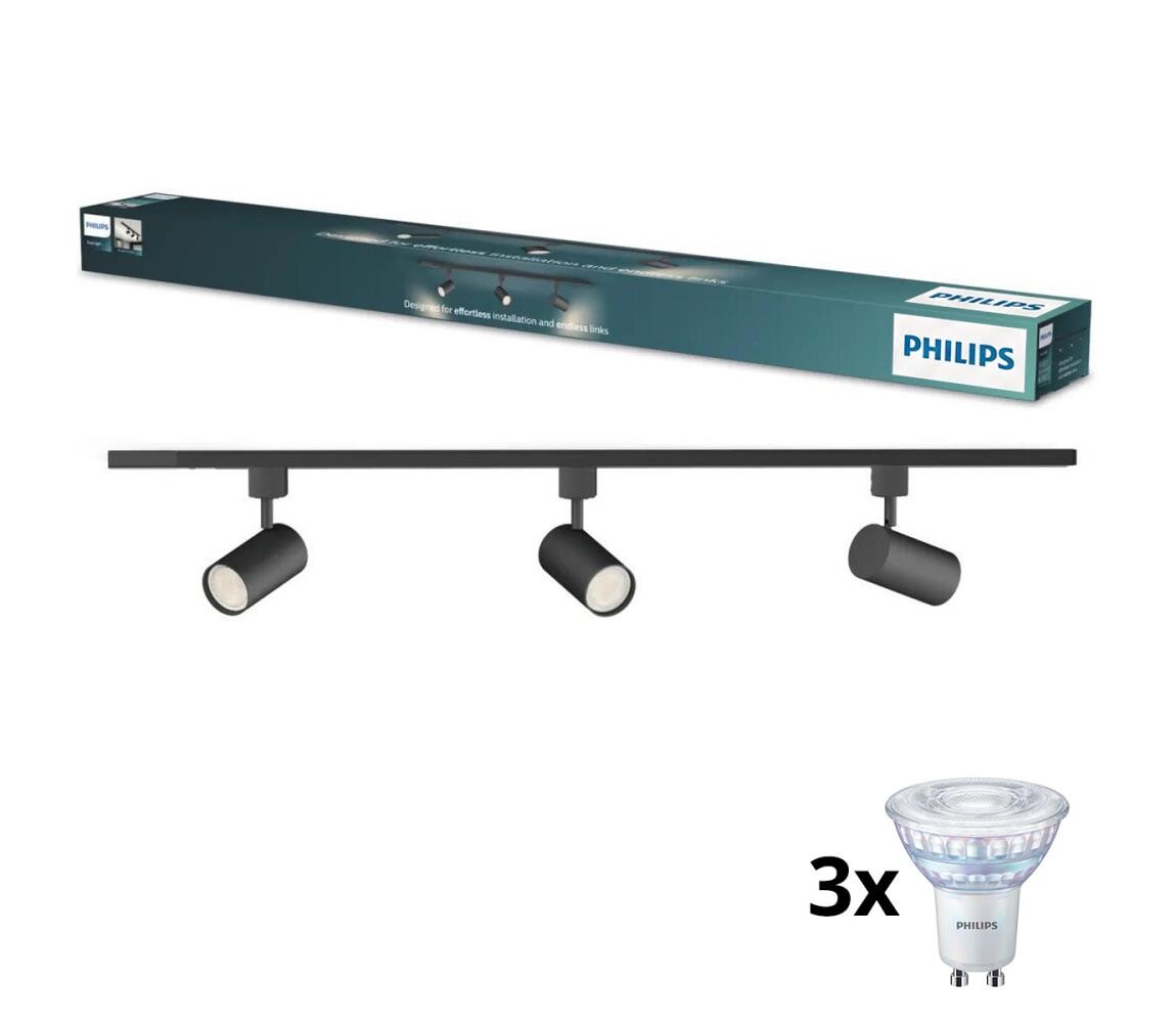 Philips - LED Stm. bodové svítidlo v lišt sys EASYLINK 3xGU10/7W/230V 1m černá P7613+3xP4914