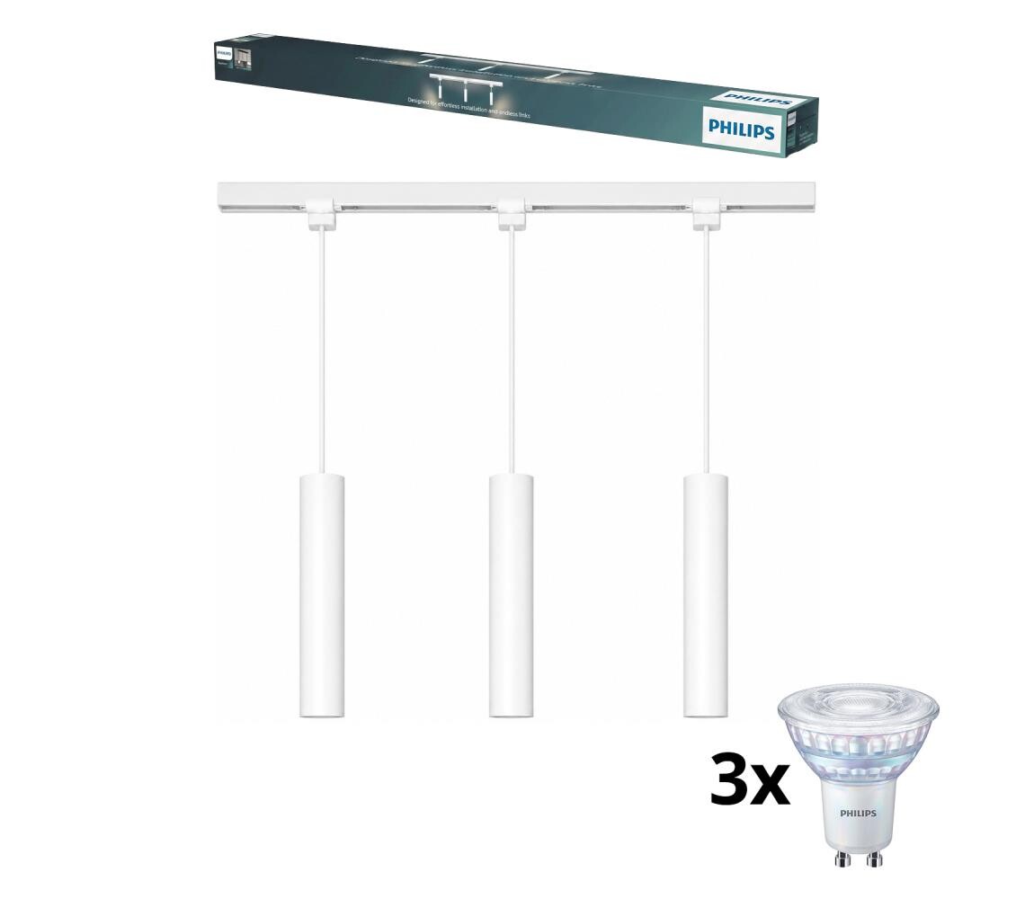 Philips - LED Stm. lustr na lanku v lišt syst EASYLINK 3xGU10/7W/230V 1m bílá P7615+3xP4914