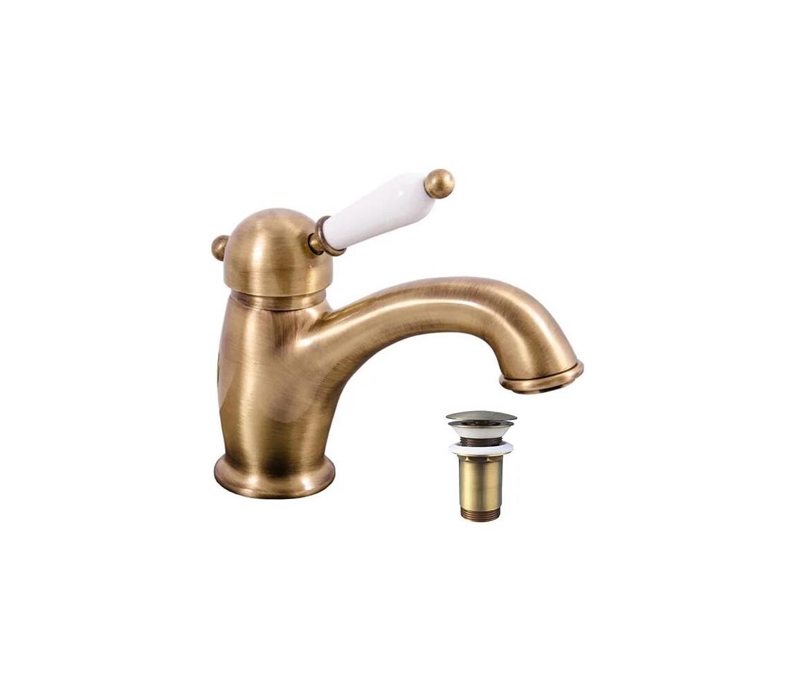 RAV Slezák L527.0SM - Umyvadlová baterie + výpusť LABE RETRO 15 cm stará mosaz L527.0SM