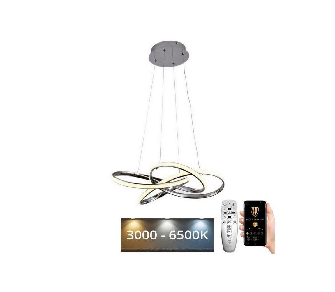 LED Stmívatelný lustr na lanku LED/65W/230V 3000-6500K šedá + dálkové ovládání J4332/CH