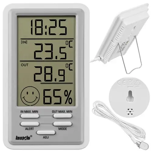Bezdrátová meteorologická stanice – teploměr, vlhkoměr, hodiny a budík