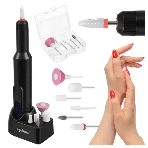 Profesionální bezdrátová bruska na nehty - 18 000 ot./min – USB-C, 6 frézek
