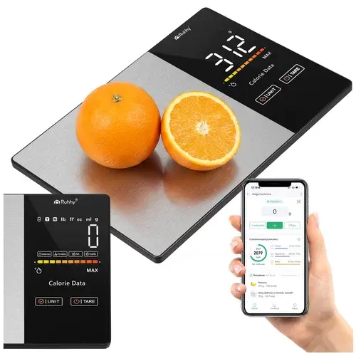 Elektronická kuchyňská váha 5 kg s Bluetooth, LCD displejem a analýzou kalorií