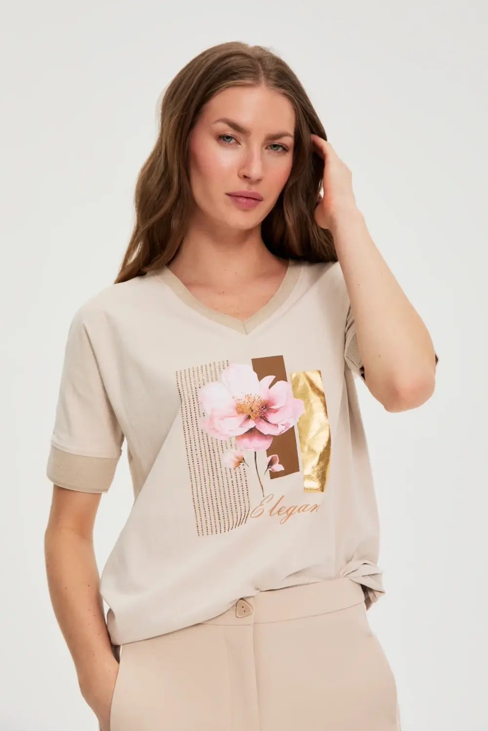 Marisse WOMEN'S TSHIRT L-TS-4912 L.BEIGE