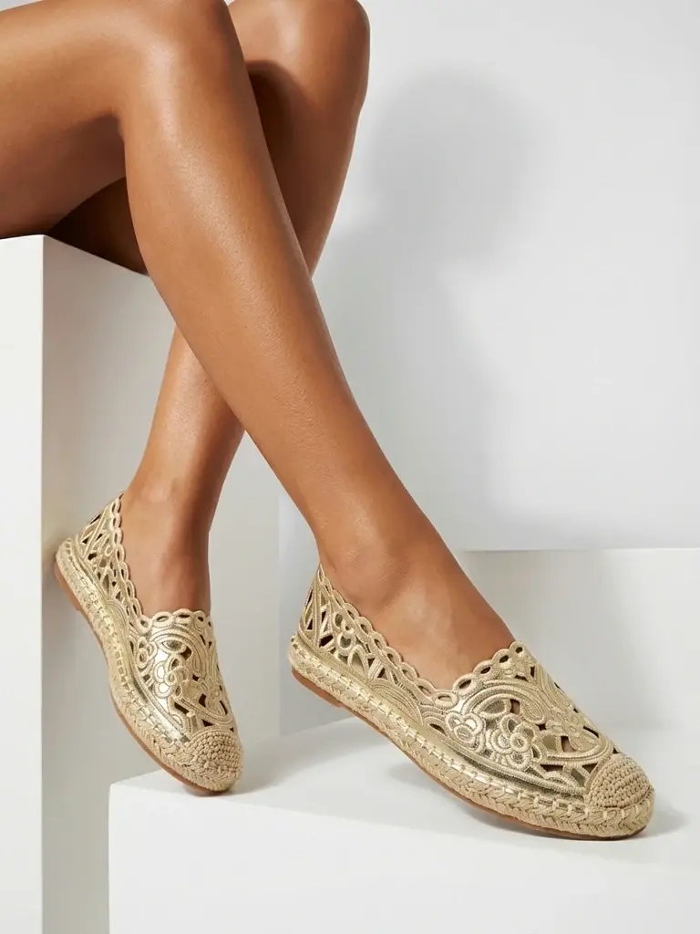 Dámské zlaté vyšívané espadrilky Resti Allanca