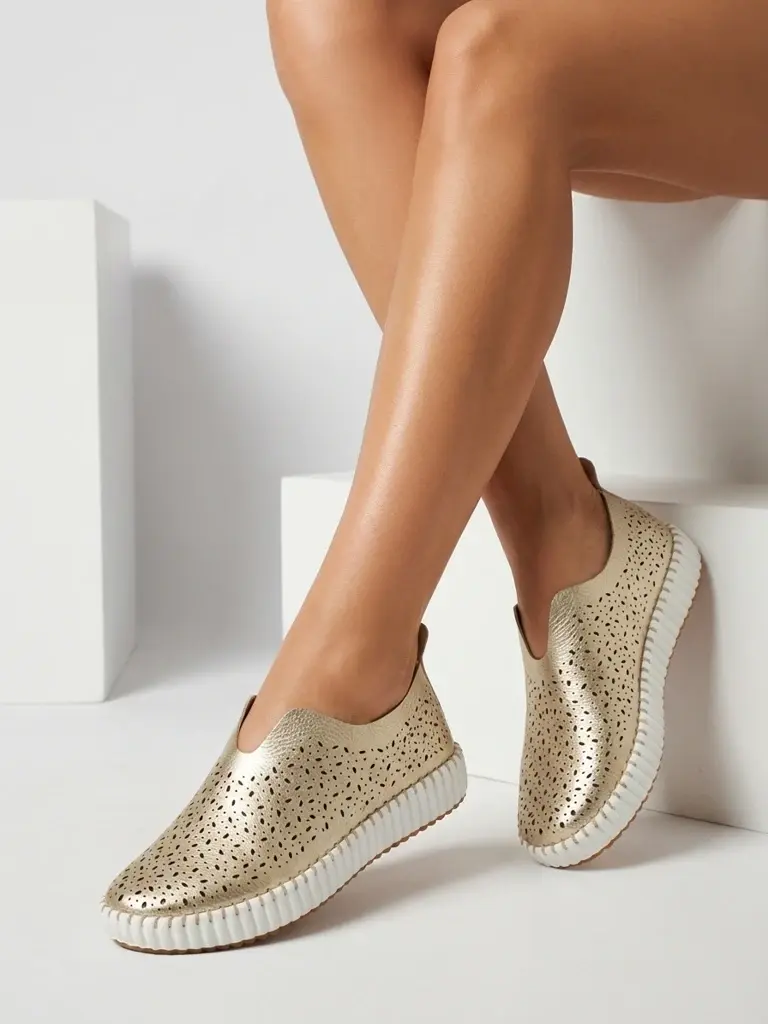 Zlaté dámské slip-on boty Resti Adella