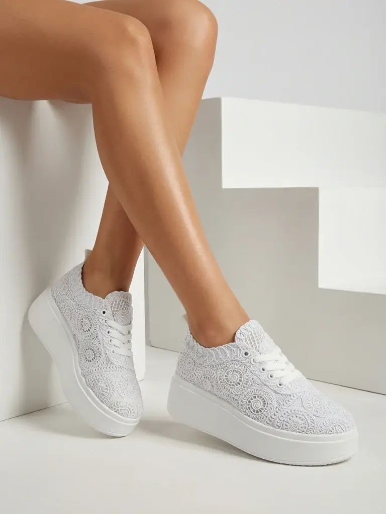 Resti White sneakers with a lace pattern WHITE
