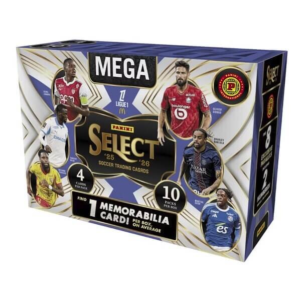 2025-2026 Panini Select Ligue 1 Soccer Hobby International Mega Box - fotbalové karty