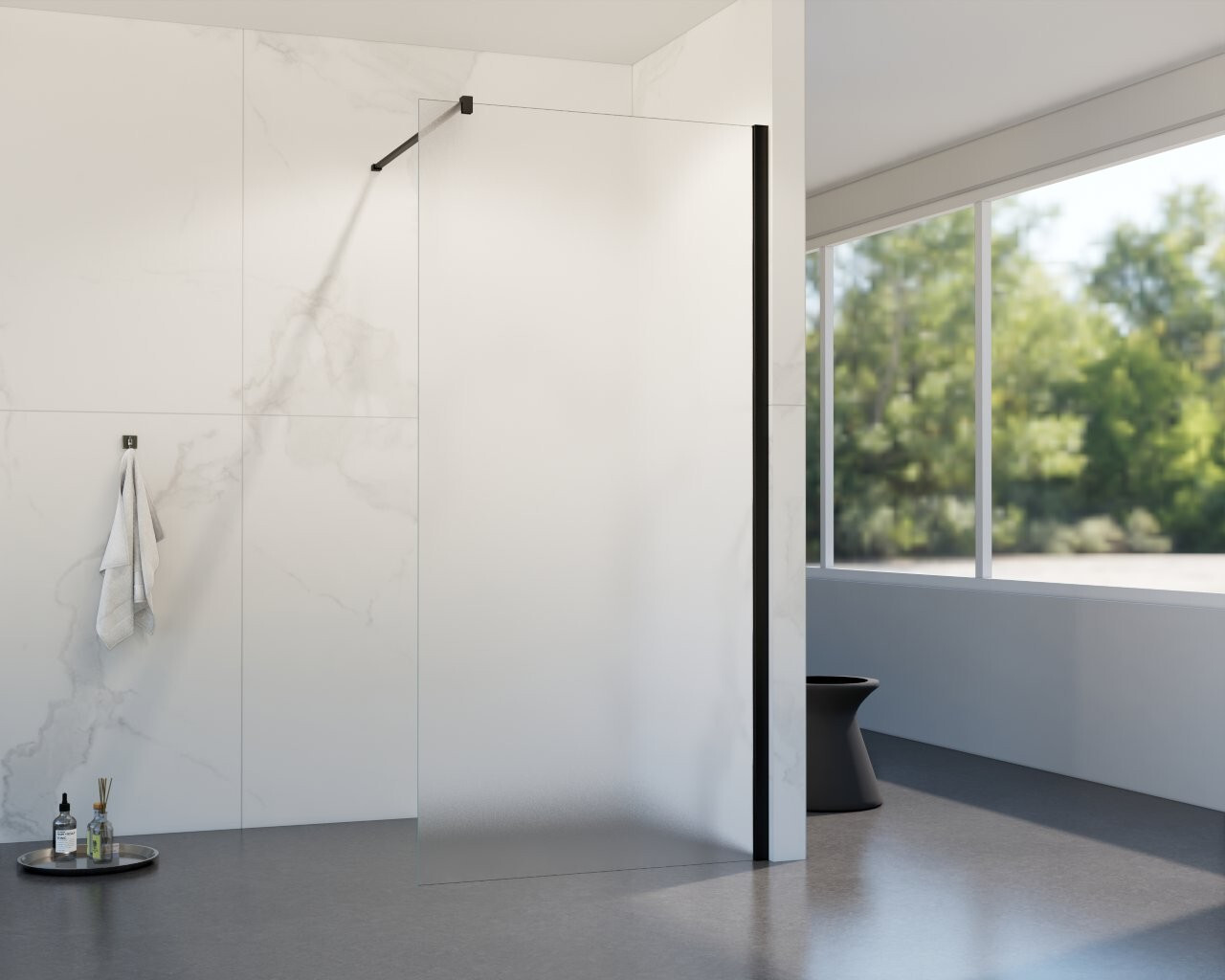 HOPA Walk-in sprchový kout LAGOS BLACK NEW 200 — Barva rámu - Černá, Rozměr A - 120, Rozměr C - 200, Výplň - Matné bezpečnostní sklo - 8 mm