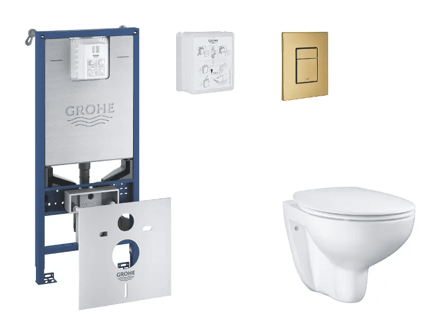 Grohe SANI11BB4101 - Set předstěnové instalace, klozetu, sedátka SoftClose a tlačítka Skate Cosmopolitan, kartáčovaný Cool Sunrise