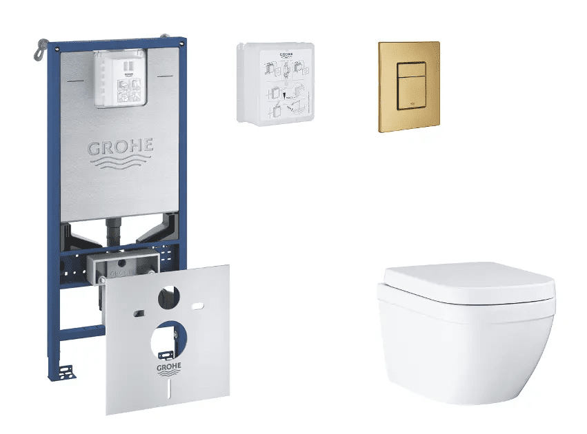 Grohe SANI11BB4106 - Set předstěnové instalace, klozetu, sedátka SoftClose a tlačítka Skate Cosmopolitan, Triple Vortex, kartáčovaný Cool Sunrise