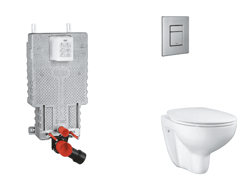 Grohe SANI15BB2103 - Set předstěnové instalace, klozetu, sedátka SoftClose a tlačítka Skate Cosmopolitan, kartáčovaná nerezová ocel