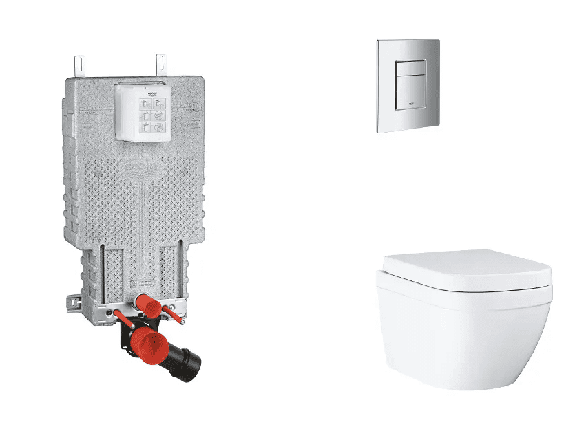 Grohe SANI15BB2104 - Set předstěnové instalace, klozetu, sedátka SoftClose a tlačítka Skate Cosmopolitan, Triple Vortex, chrom